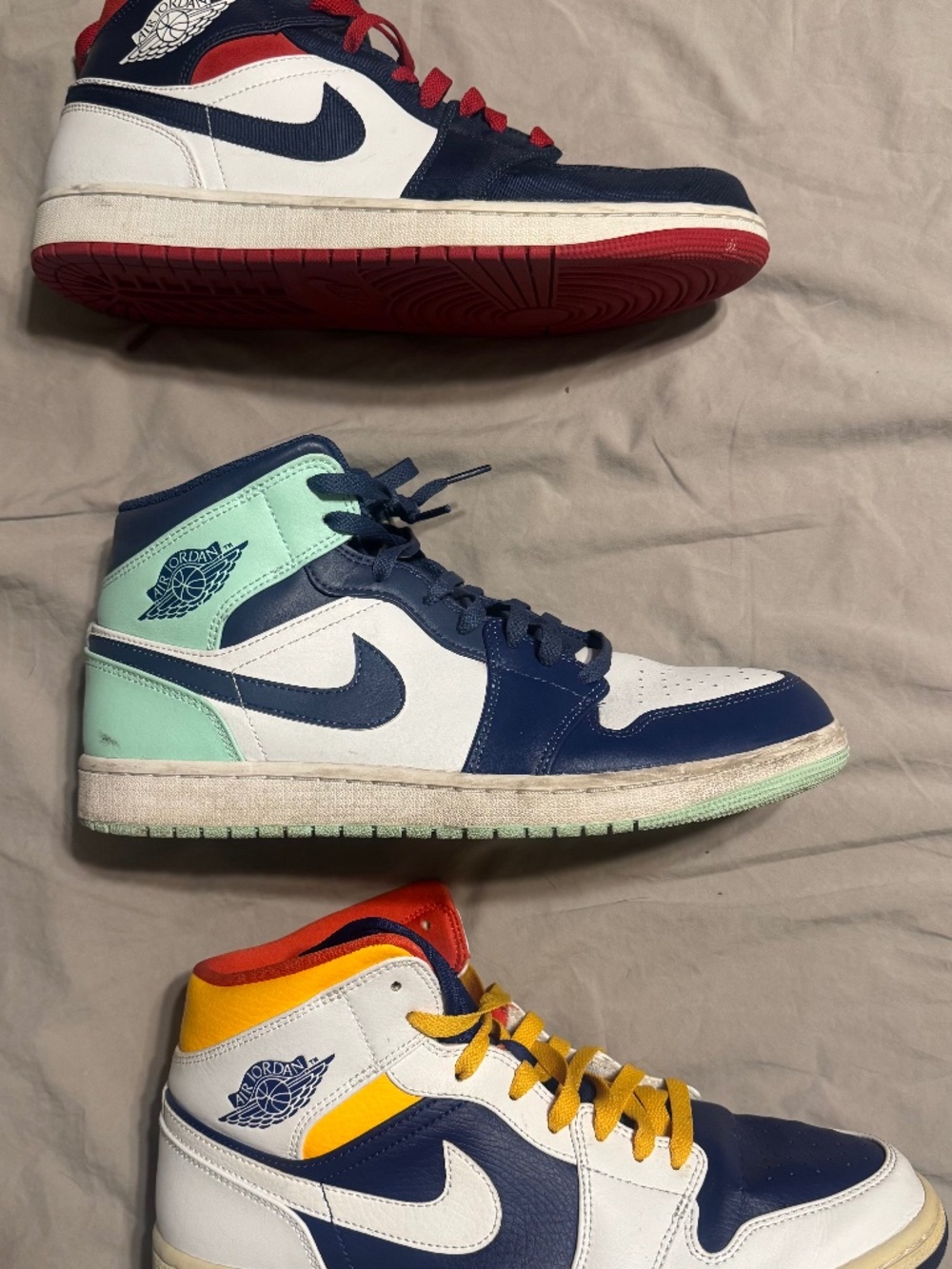 3 Pairs of Nike Air Jordan 1 Mid